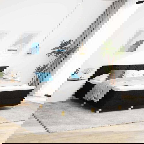 Box spring krevet s madracem Crna 140 x 190 cm tkanina Slike