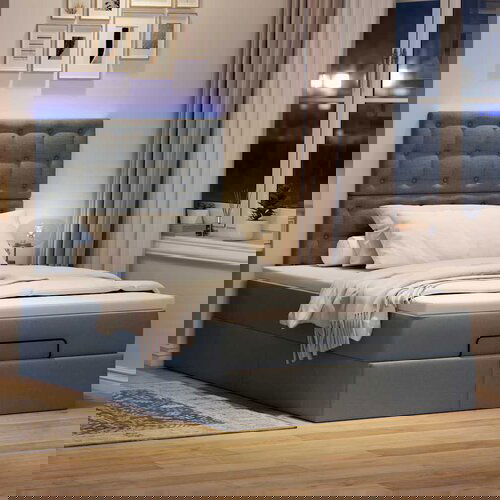 VidaXL Otomanski okvir kreveta s madraca tamnosivi 120x200cm tkanine Slike