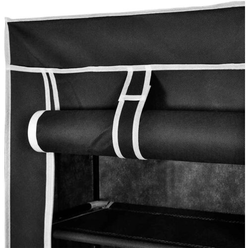  za Cipele s Pokrovom od Tkanine 57 x 29 x 162 cm, Crni Slike