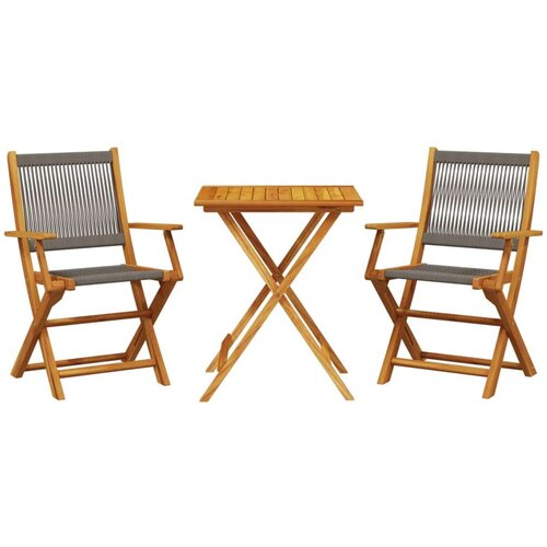 VidaXL 3-dijelni bistro set od polipropilen i masivnog drva sivi Slike