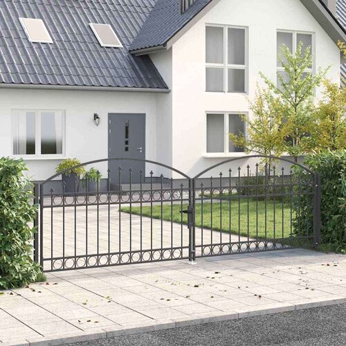 VidaXL Ograda vrata Ostalo Siva 400 x 125 cm Čelik Slike