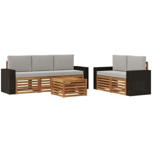  Set vanjskih sofa 6 kom. Prirodna i svjetlosiva Slike