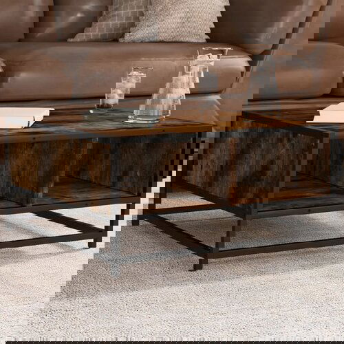 VidaXL Stolić za kavu boja hrasta 60,5x60,5x30 cm od drva i metala Slike