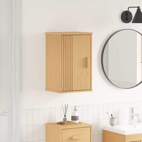 VidaXL Ormar za kupaonicu Svijetlo drvo Masivna borovina 35 x 30 x 55 cm Slike