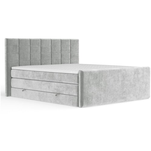 Maison de R&amp;ecirc;ve Svijetlo sivi boxspring krevet s prostorom za odlaganje 160x200 cm Ava &amp;ndash; Slike