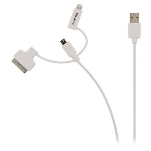 Nedis VLMP39410W1.00 3 u 1 sync and charge cable USB-A male - micro B male 1.00 m white + 30-Pin doc Slike