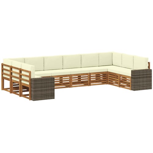 vidaXL Zunanja garnitura za sedenje 10 pcs Naravna in smetana, (5000282515) Cene