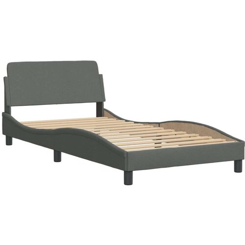 VidaXL Krevet s madracem tamnosivi 100 x 200 cm od tkanine Slike
