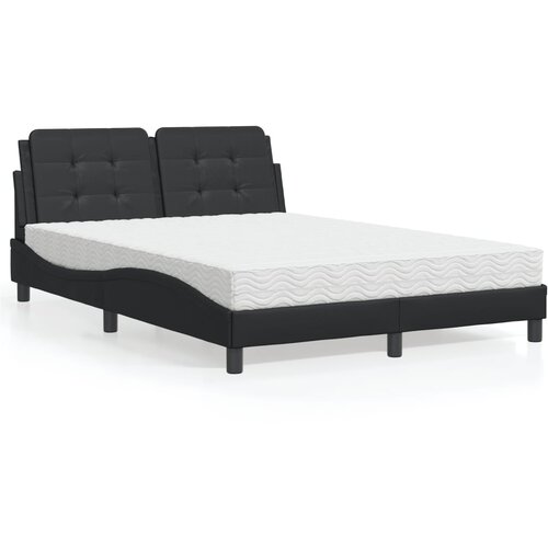 VidaXL Postelja z vzmetnico črna 140x200 cm umetno usnje Slike