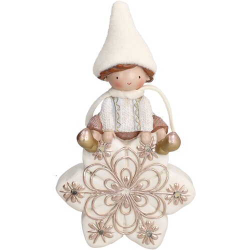 Tognana Figura zimskog dečaka na zvezdi Christmas Pretty, Sa LED svetlom, Bež Slike