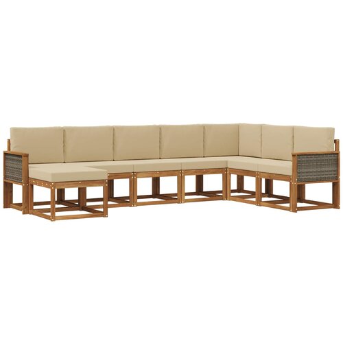 vidaXL Zunanja garnitura za sedenje z blazino 8 pcs Naravna in bež, (5000280854) Cene