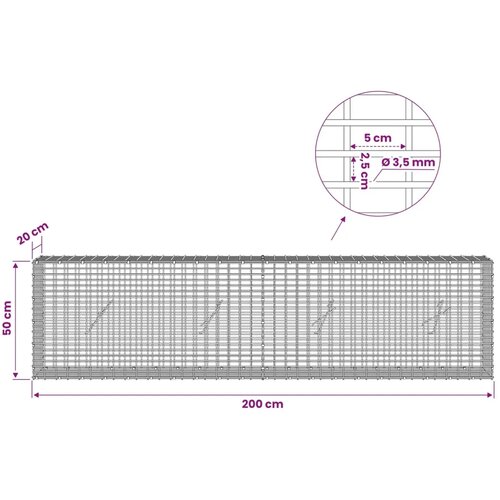  Gabion s žicom debljine 3 5 mm i mrežom 5x2 5 cm 200x20x50 cm - 20 cm 50 cm 200 cm Slike
