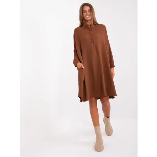 Fashion Hunters Light brown oversize shirt dress