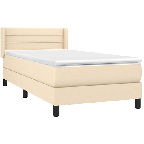  Krevet s oprugama i madracem krem 90 x 190 cm od tkanine Slike