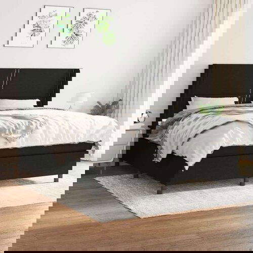  Krevet s oprugama i madracem crni 160x200 cm od tkanine Slike