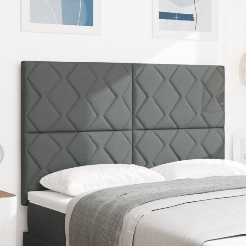 vidaXL LED vzglavje z geometrijskim dizajnom temno sivo 144 cm tkanina Cene