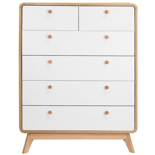 Støraa Bela/v naravni barvi visoka komoda v hrastovem dekorju 81x104 cm Caitlin – Cene