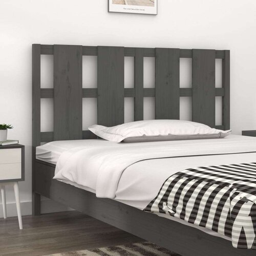  Uzglavlje za krevet sivo 125 5 x 4 x 100 cm od masivne borovine Slike