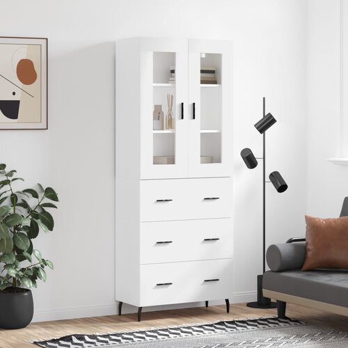 vidaXL Visoka omara bela 69,5x34x180 cm inženirski les Cene