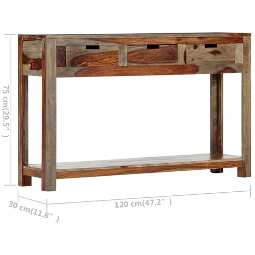  Konzolni stol s 3 ladice 120x30x75 cm od masivnog drva akacije Slike