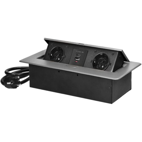 Orno Produžni kabel, 2 x Schuko utičnice + 2 x USB, ugradbena, OR-GM-9035(GS)/G Slike