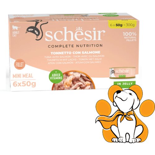 Schesir Shesir Cat Tuna&Salmon in Jelly 6x50g, Vlažna Hrana Na Bazi Tune i Lososa Cene