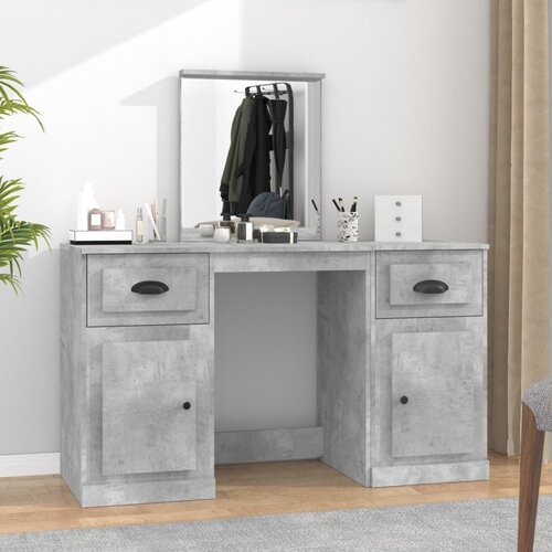 The Living Store Toaletna mizica z ogledalom betonsko siva 130x50x132,5 cm - Toaletna Mizica, (21671140) Cene