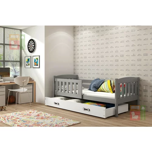 BMS Group Otroška postelja Kubus - 80x160 cm - grafit-bela