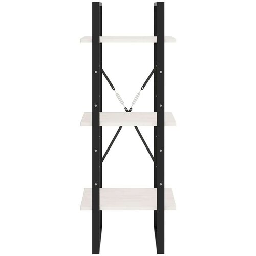 VidaXL Knjižna omara 3-nadstropna bela 40x30x105 cm trdna borovina Slike