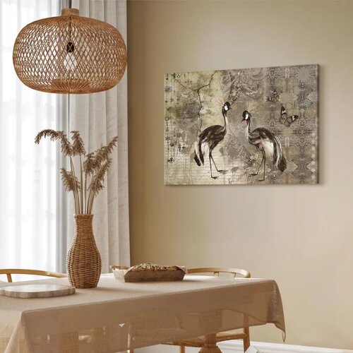  Slika - Retro Cranes (1 Part) Wide 30x20 Na talijanskom platnu Slike
