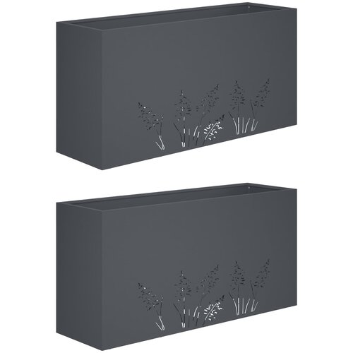  Vrtna saksija 2 kom. Antracit 100 x 30 x 49 cm Čelična vrata Slike