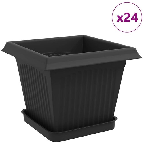 VidaXL Saksije za biljke 24 pcs Crna 20 x 20 x 16 cm Plastika - Crna 33 x 33 x 26 cm 24 Slike