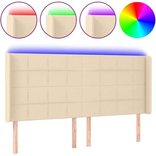 Uzglavlje krem 163 x 16 x 118/128 cm od tkanine Slike