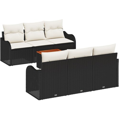 VidaXL 7-delni vrtni sofa set z blazinami črn poli ratan, 2-sedežna vrtna sofa z blazinami črn poli ratan Slike