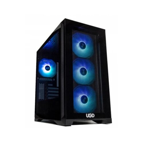UGD kućište Falcon AM19 ATX, providna stranica, ugradjeno 4xRGB kulera, crno Cene