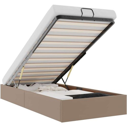 VidaXL Okvir kreveta bez madraca cappuccina 90x200 cm od umjetne kože Slike