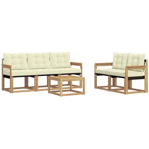 vidaXL Zunanja garnitura za sedenje z blazino 6 pcs Bela in krem, (5000281344) Cene