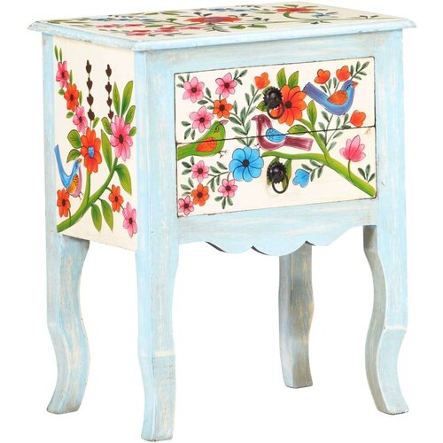  Ručno obojeni noćni ormarić 40 x 30 x 50 cm masivno drvo manga Cijene