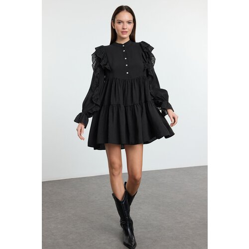 Trendyol Black Plain Lace Detailed Mini Woven Dress Slike