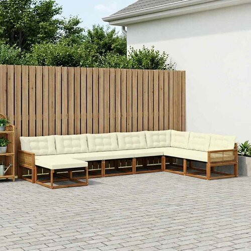  Set vanjskih sofa 8 kom. Prirodna i krem Čvrsto drvo akacije Slike