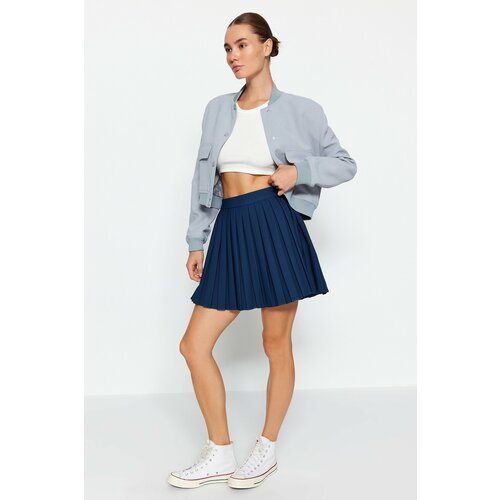 Trendyol Navy Blue Pleated Mini Woven Skirt Cene