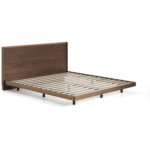 Kave Home Rjava zakonska postelja iz masivne breze z letvenim dnom 180x200 cm Norlen &ndash; Cene