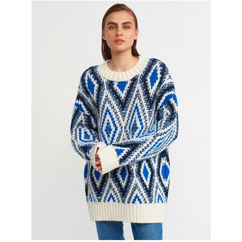 Dilvin 10239 Diamond Pattern Sweater-Sax Cene