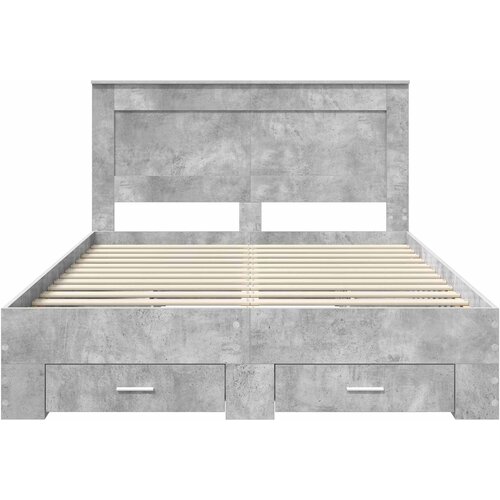  Krevetna konstrukcija s ladicama Betonski sivi 160 x 200 cm Slike