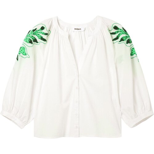 Desigual Bluza svetlo zelena / temno zelena / bela Slike