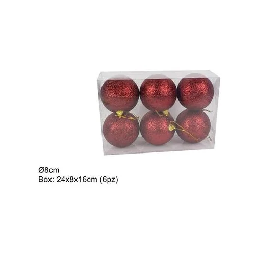  KUGLE 8CM SET 6/1 GLITTER BORDO MA000743C