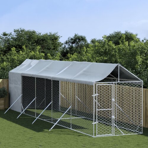 vidaXL Vanjski kavez za pse s krovom srebrni 2x10x2 5m pocinčani čelik Cijene