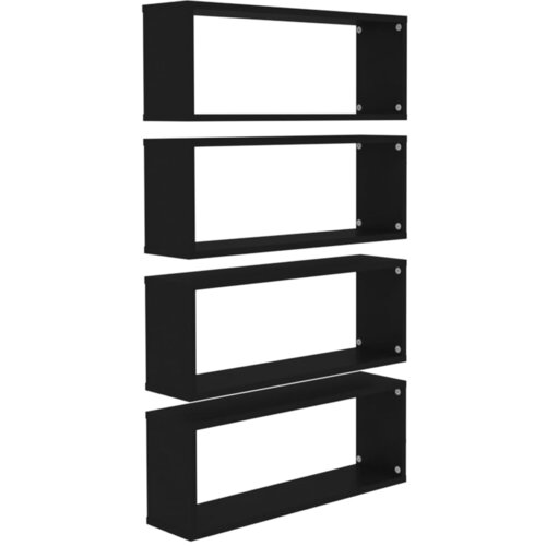 Maison Chic Stenske Police - Viseča polica kockaste 4 kosi črne 60x15x23 cm, (21793445) Slike