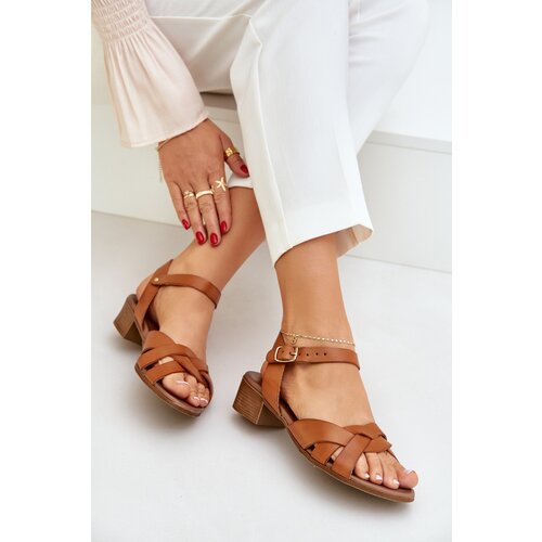 Zazoo Leather Sandals On A Delicate Heel Brown 40372 Slike