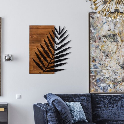 Wallity Leaf3 metal decor blackwalnut decorative wooden wall accessory Cene